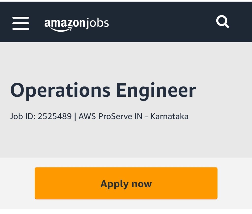 Amazon job for Operations Engineer